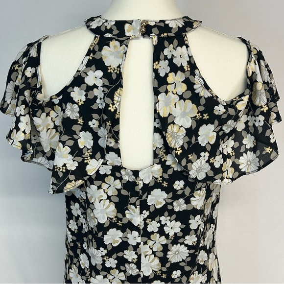 Candies Womens Floral Mini Dress Size M Halter Metallic Gold Black Y2K Fairy - Picture 7 of 15